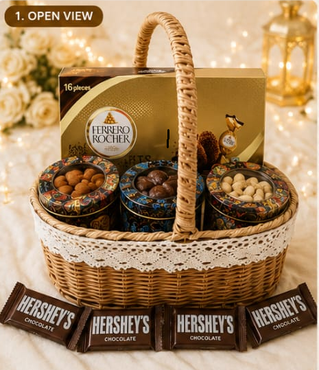 Eid Mubarak Premium Dry Fruits & Chocolate Gift Hamper - Image 2